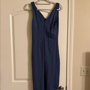 White House Black Market Navy V-Neck Midi Dress